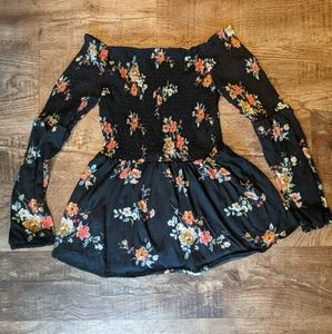 Smocked floral blouse